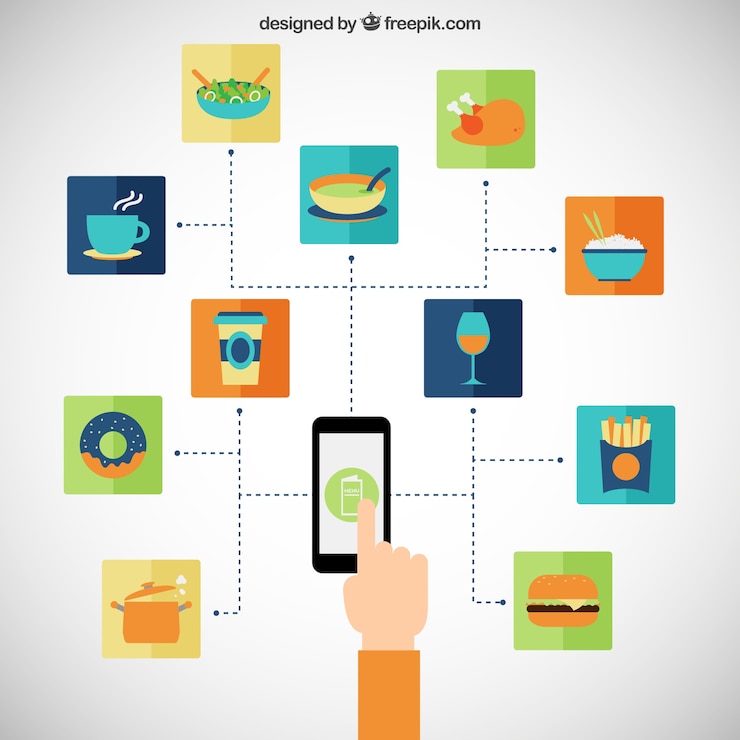 Vettore gratuito ordinazione online alimentari