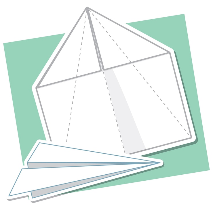 Vettore gratuito origami razzo pieghevole su sfondo bianco