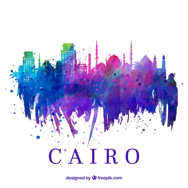 Orizzonte dell&#39;acquerello di Cairo, egitto