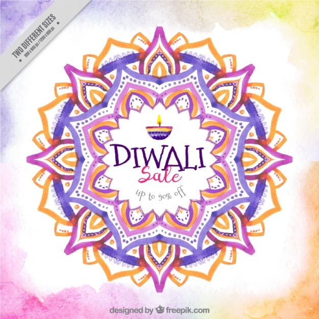 Vettore gratuito ornamentale sfondo acquarello vendita diwali sfondo