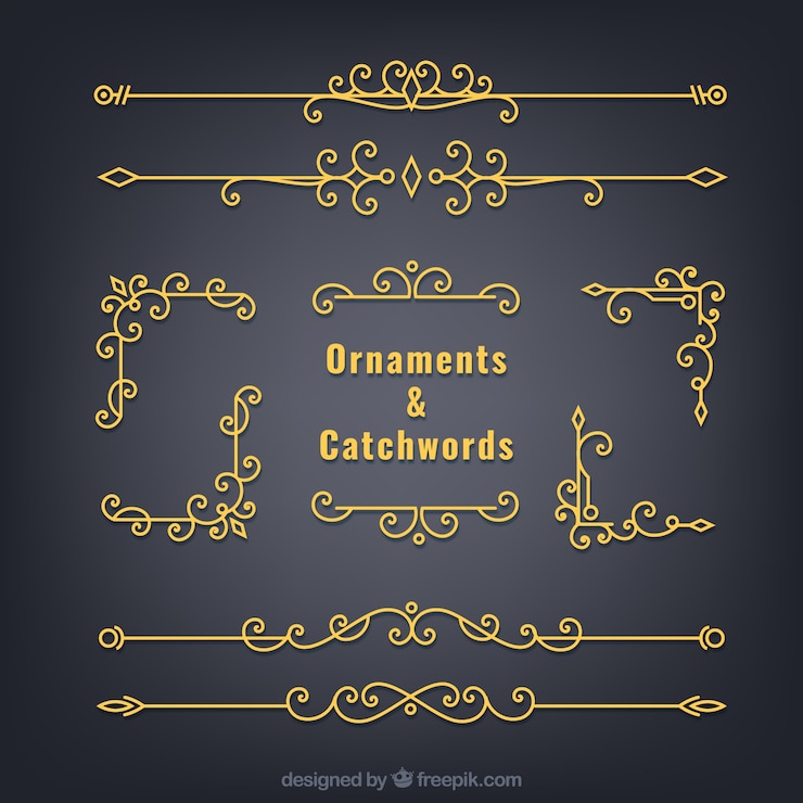 Vettore gratuito ornamenti d'oro e divisori