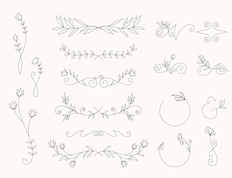 Vettore gratuito ornamenti da sposa design piatto lineare