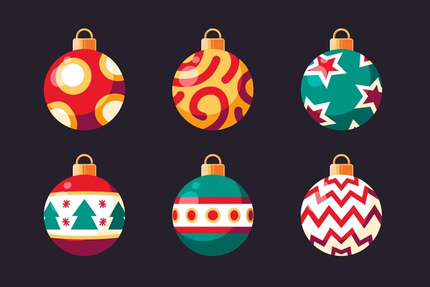 Ornamenti di palla di Natale design piatto