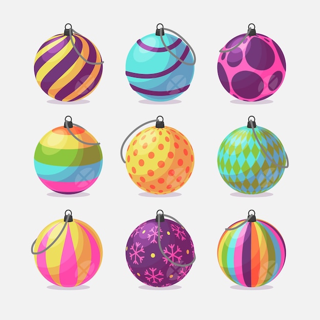 Ornamenti di palla di Natale piatto
