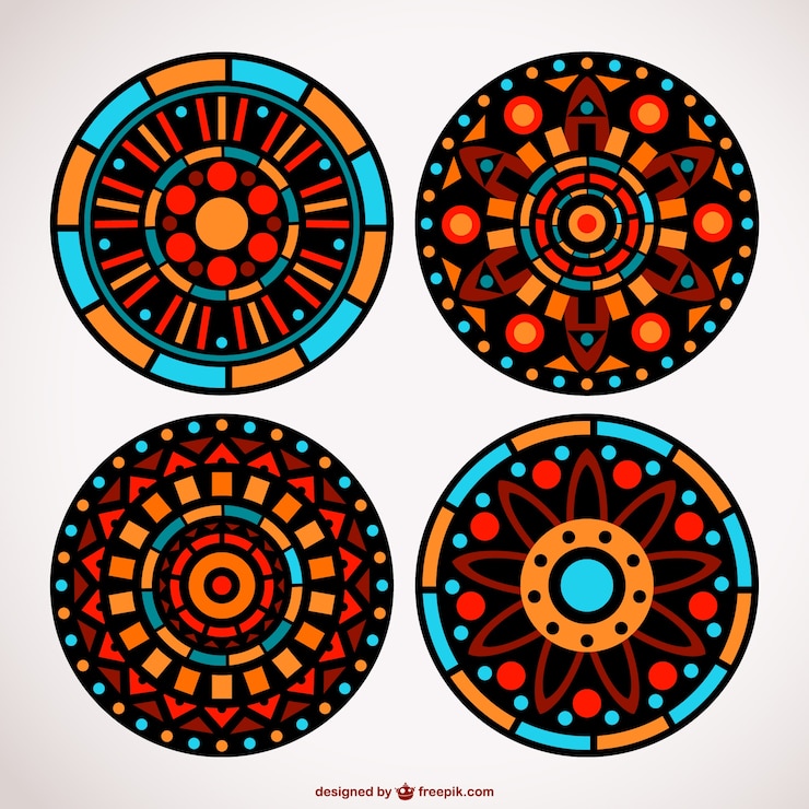 Vettore gratuito ornamenti floreali a mosaico set