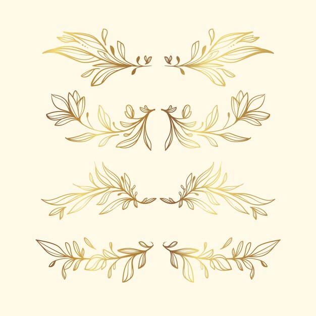 Ornamento di foglie d'oro disegnato a mano