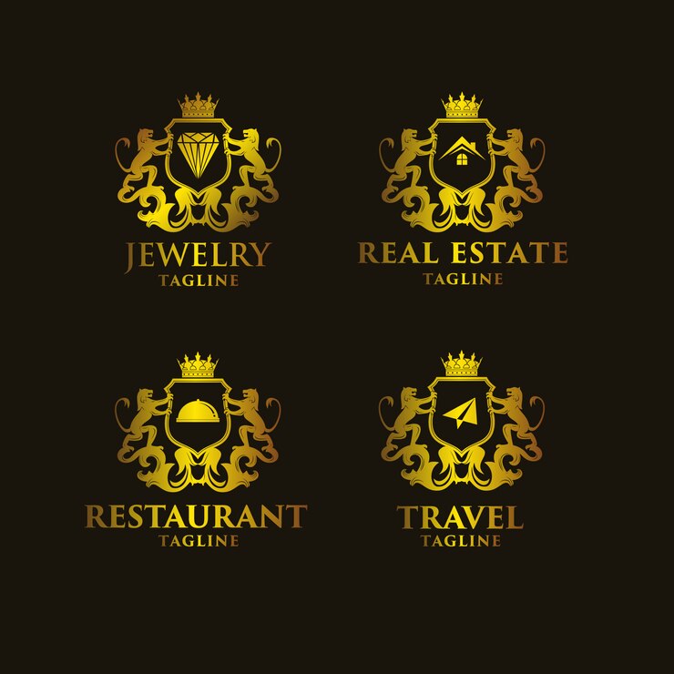 Vettore gratuito oro logo insieme di modelli