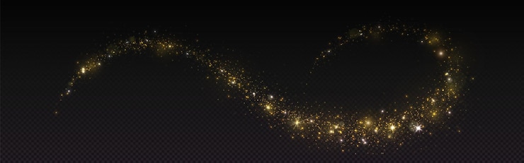 Vettore gratuito oro magico luccicante luce di polvere con splendore stellare
