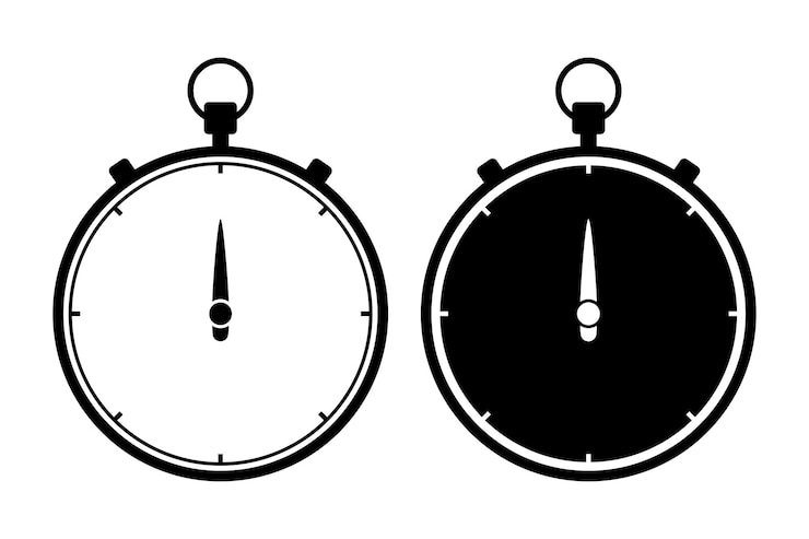 Vettore gratuito orologio temporizzatore in contorno e glifo