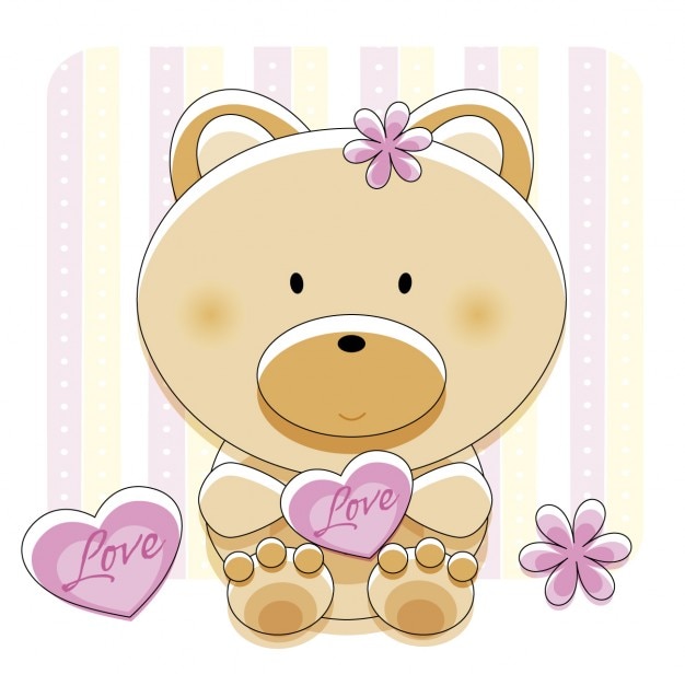 Vettore gratuito orso bello con il cuore di amore