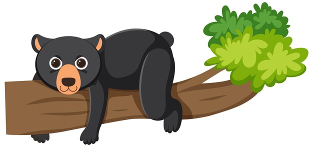 Orso nero sdraiato sull'albero