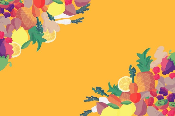 Vettore gratuito ortaggi e frutta sfondo