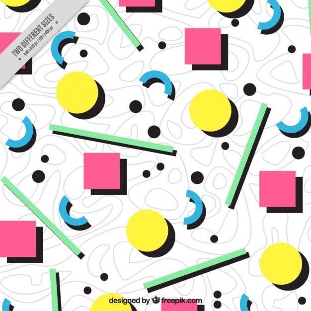Vettore gratuito ottanta sfondo di forme geometriche colorate