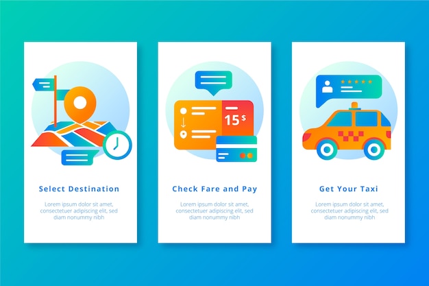 Ottieni le schermate delle app mobili per i taxi