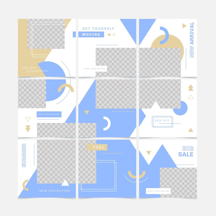 Vettore gratuito pacchetto astratto di post di feed di puzzle di social media