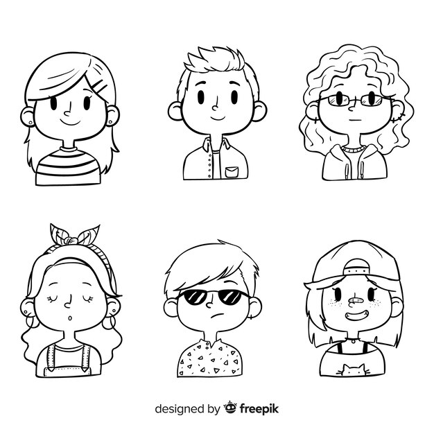 Pacchetto avatar persone dei cartoni animati