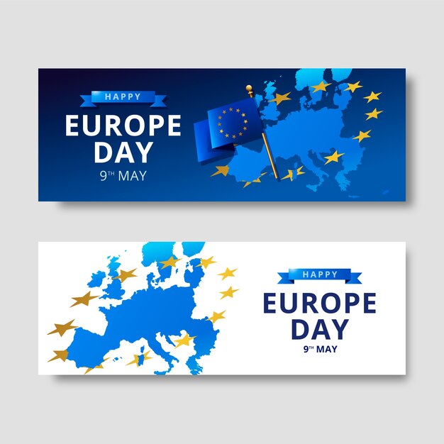 Pacchetto banner orizzontale giorno europa sfumato