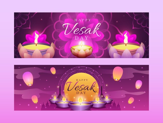 Pacchetto banner orizzontale vesak sfumato