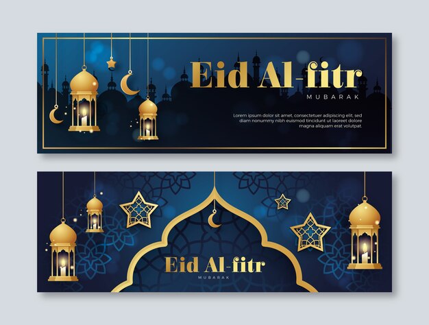 Pacchetto banner orizzontali eid al-fitr sfumati