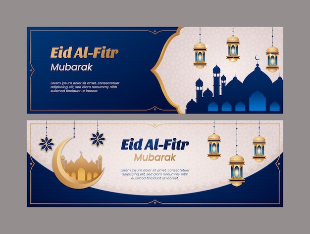 Pacchetto banner orizzontali eid al-fitr sfumati