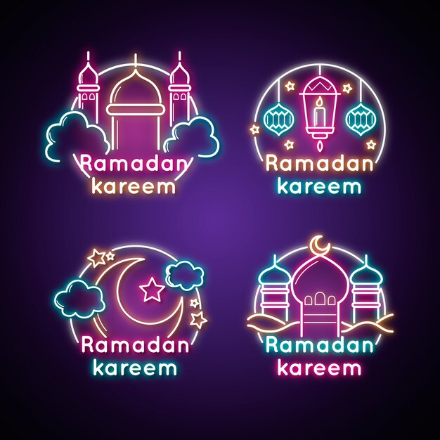 Pacchetto creativo dell'insegna al neon del Ramadan