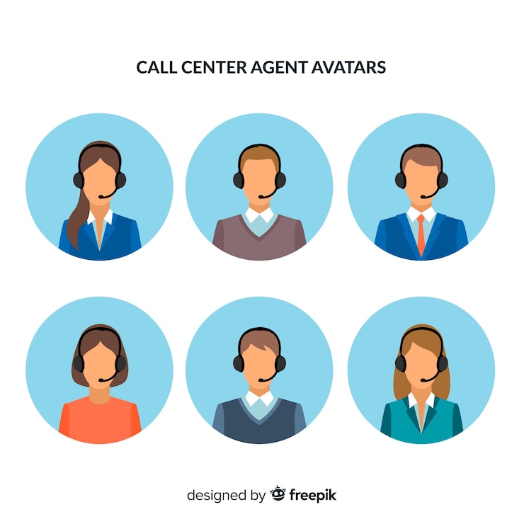Vettore gratuito pacchetto di avatar di call center