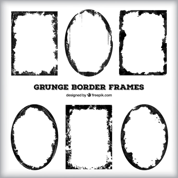 Vettore gratuito pacchetto di cornici in stile grunge