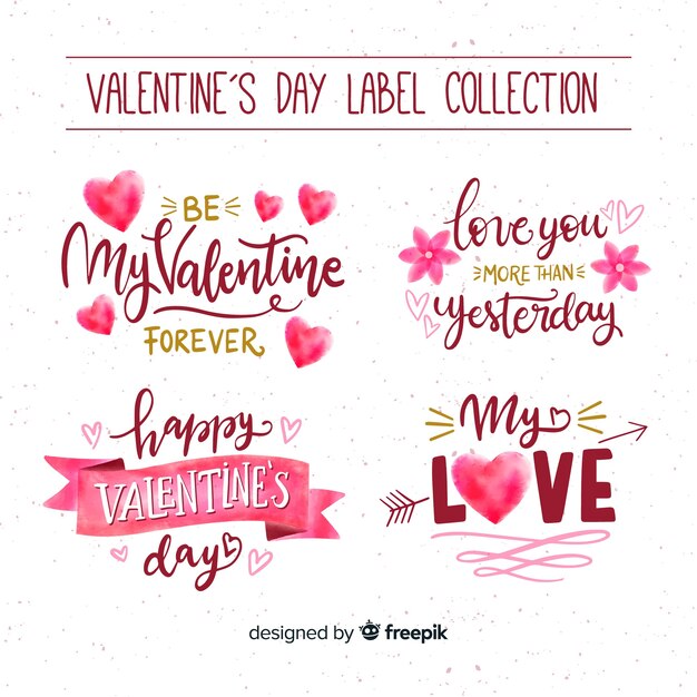Pacchetto di etichette calligrafico di San Valentino