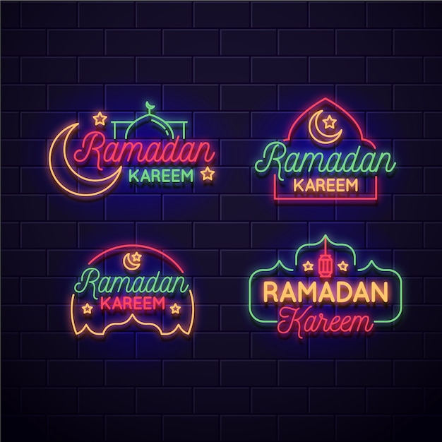 Pacchetto di insegne al neon del Ramadan