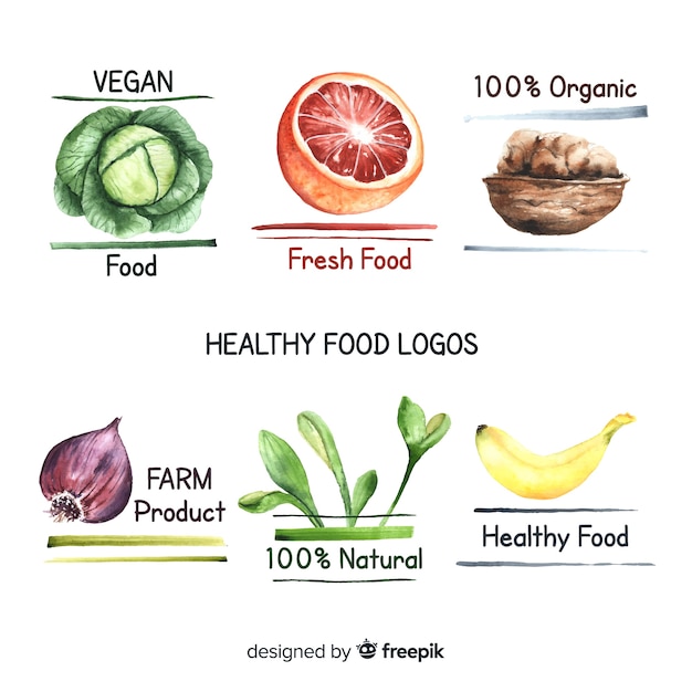 Pacchetto di loghi cibo biologico disegnato a mano