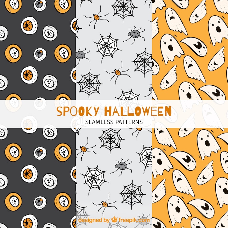 Vettore gratuito pacchetto di modelli di halloween con disegni