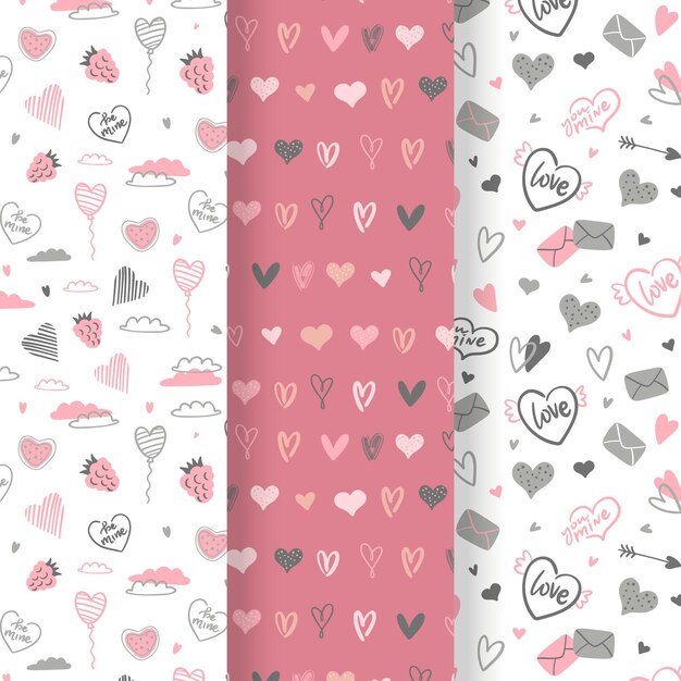 Pacchetto di modelli di San Valentino disegnati a mano