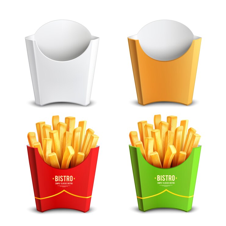 Vettore gratuito pacchetto di patatine fritte concept design