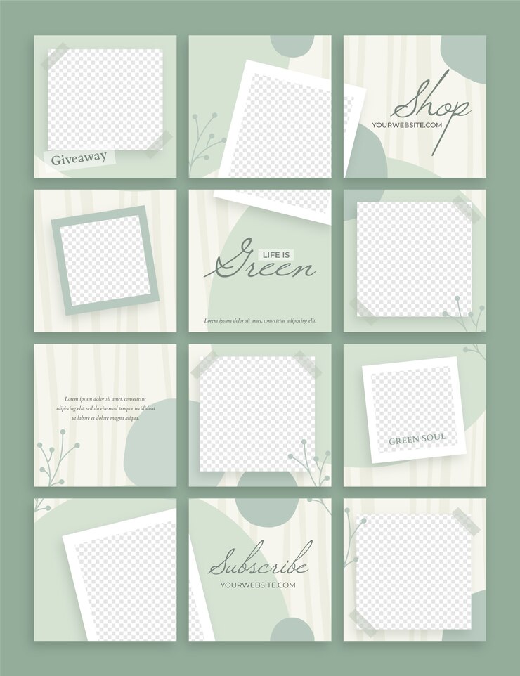 Vettore gratuito pacchetto di post per feed puzzle