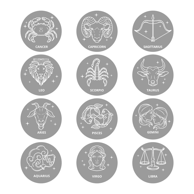 Vettore gratuito pacchetto di segni zodiacali stile disegnato a mano