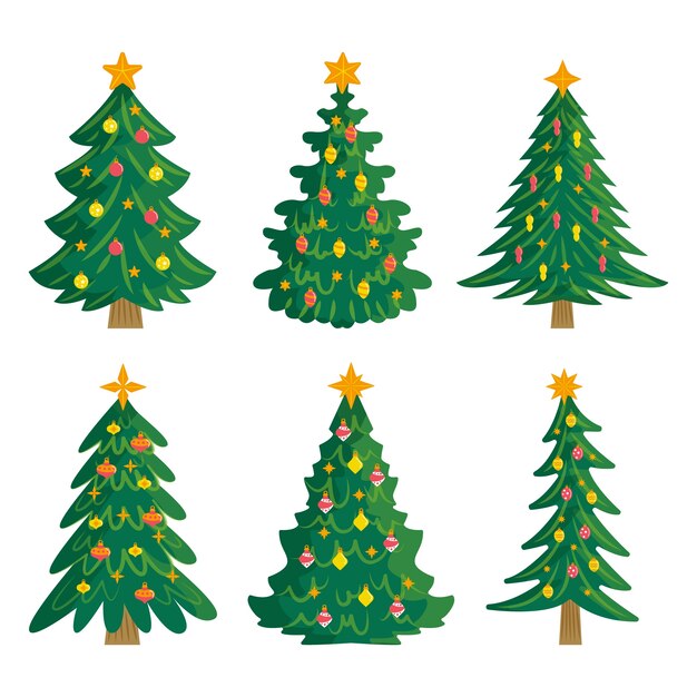 Pacchetto disegnato a mano dell'albero di Natale