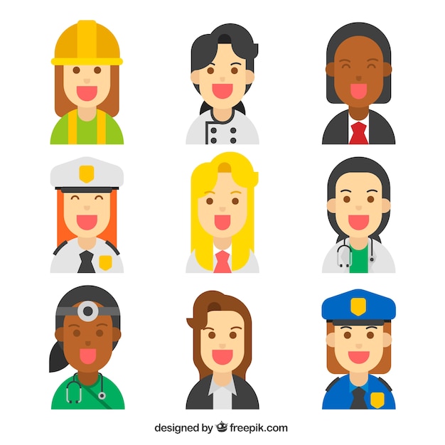 Pacchetto divertente di avatar femminili