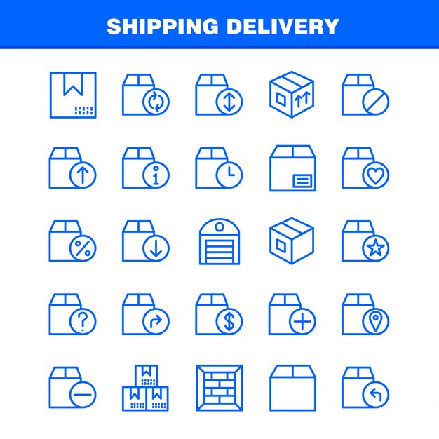 Pacchetto icone linea di consegna spedizione