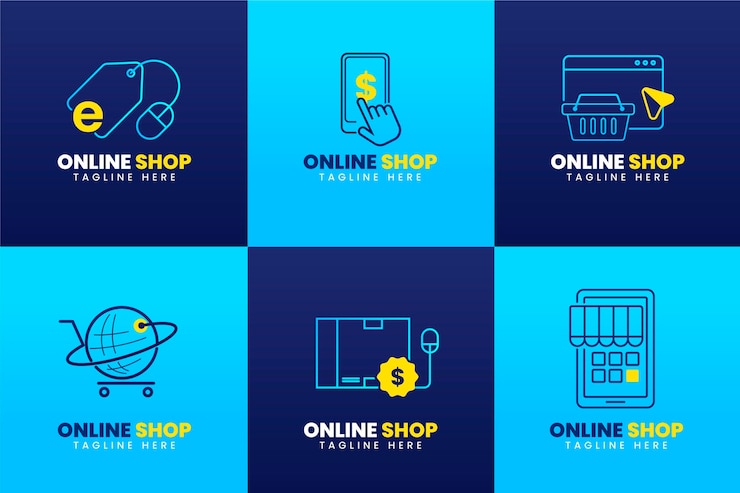 Vettore gratuito pacchetto loghi e-commerce sfumati