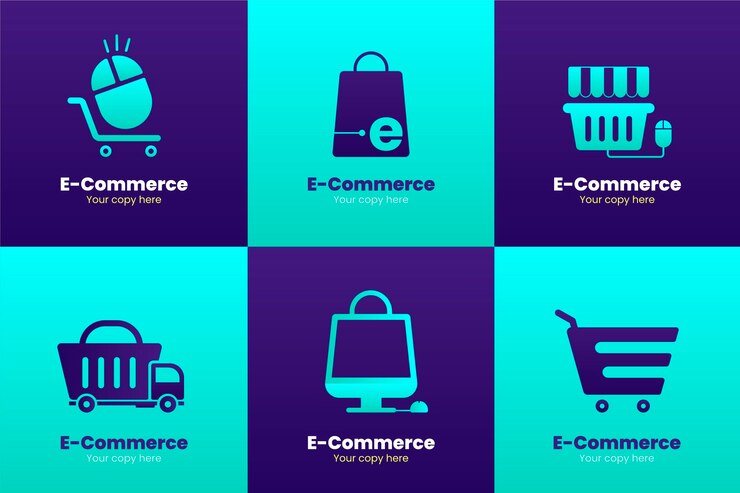Vettore gratuito pacchetto loghi e-commerce sfumati