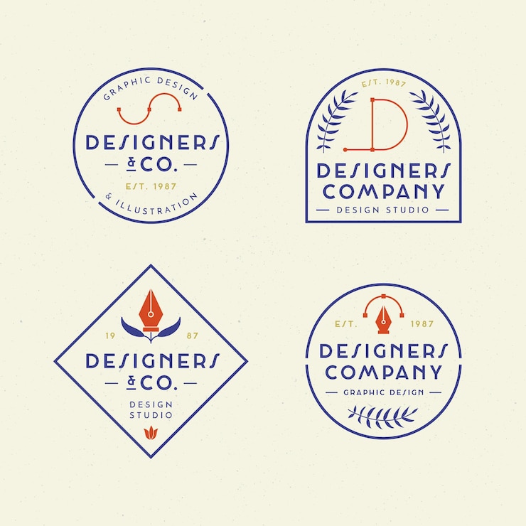 Vettore gratuito pacchetto logo designer grafico piatto