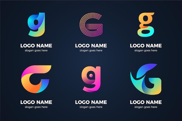 Pacchetto logo lettera g gradiente