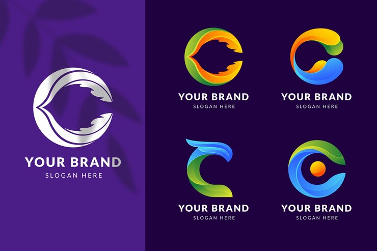 Vettore gratuito pacchetto modello logo c colorato sfumato