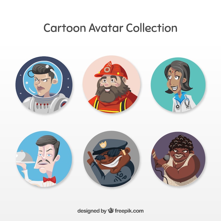 Vettore gratuito pacchetto moderno di avatar di lavoro di cartone animato