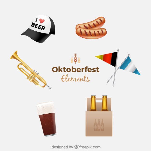 Pacchetto moderno di elementi realistici oktoberfest