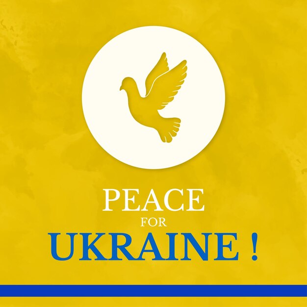 Pace per l'Ucraina Blu Giallo Sfondo bianco Social Media Design Banner Vettore gratuito