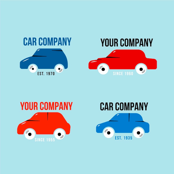 Vettore gratuito pack di disegni logo auto piatta