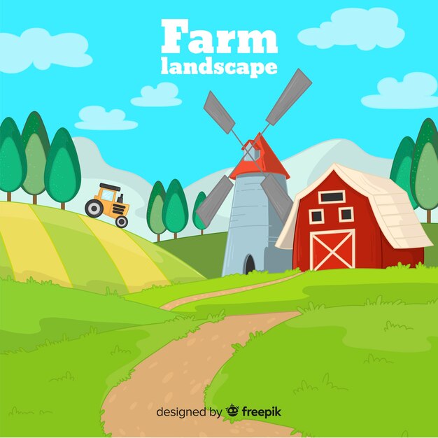 Paesaggio agricolo disegnato a mano