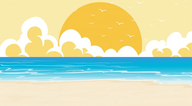 Vettore gratuito paesaggio costiero dell'oceano della spiaggia vuota della natura