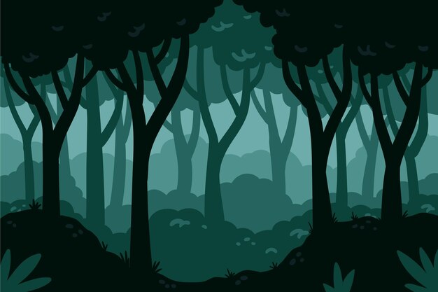 Paesaggio della foresta di design piatto disegnato a mano